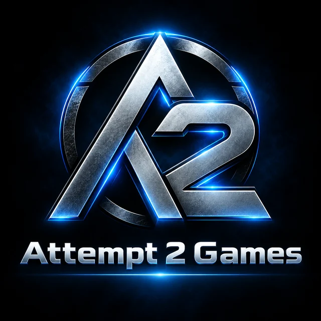 Attempt 2 Games silver and electric-blue emblem